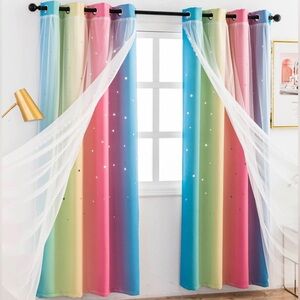Colorful Star Cut-Out Curtains Room Darkening